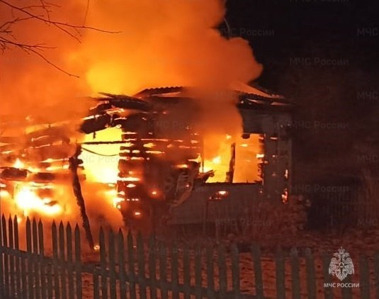 Пожар в Жиздринском районе, д. Акимовка, ул. Центральная